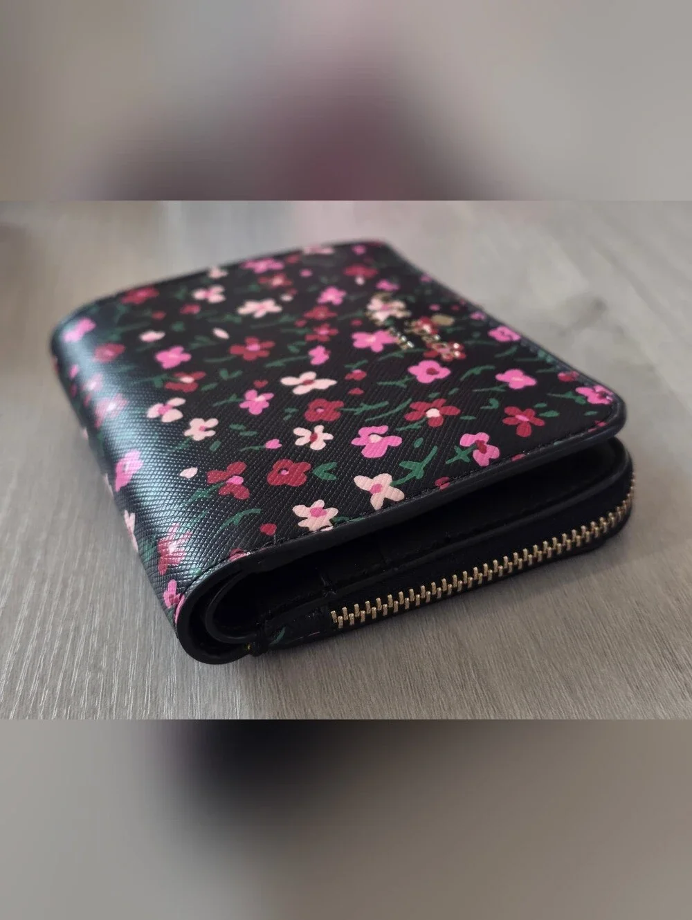 kate spade Black Floral Zip Wallet